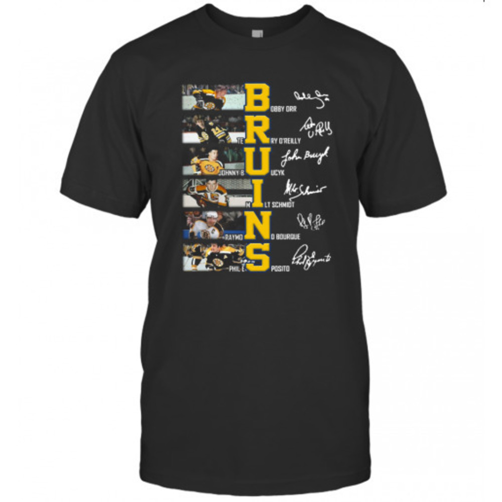 Bruins Bobby Orr Bucyk Reilly Signatures Hockey T-Shirt